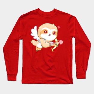 Love Cupid Kawaii Cute Sloth Valentine Long Sleeve T-Shirt